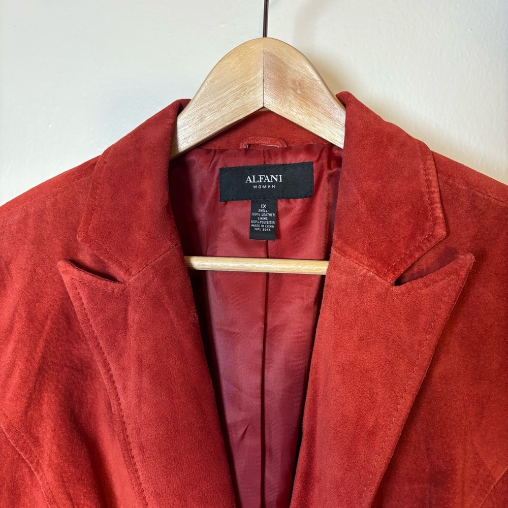 Red Suede Blazer Jacket Size 1X - Picture 2 of 3